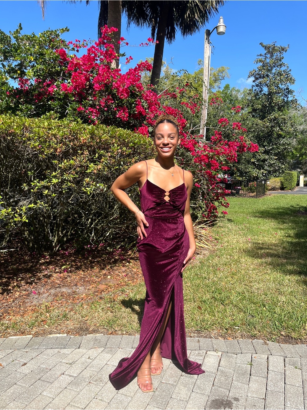 Elegant Wine Burgundy Spaghetti-Strap Gown